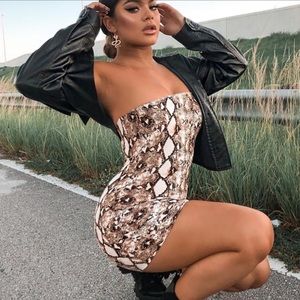 Fashion Nova Snakeskin Print Romper